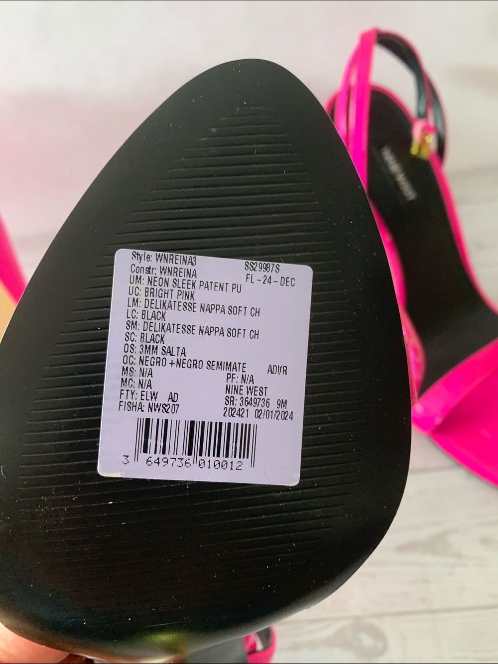 2 Nine West shoes Hot Pink Pointy toe Pumps Reina ankle strap Sandals size 9 - Picture 9 of 11